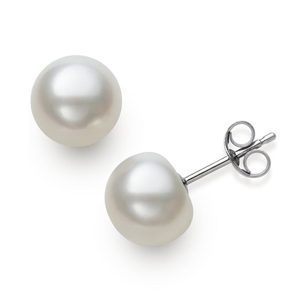 Belle de Mer Cultured Freshwater Button Pearl (8-9mm) Stud Earrings #138